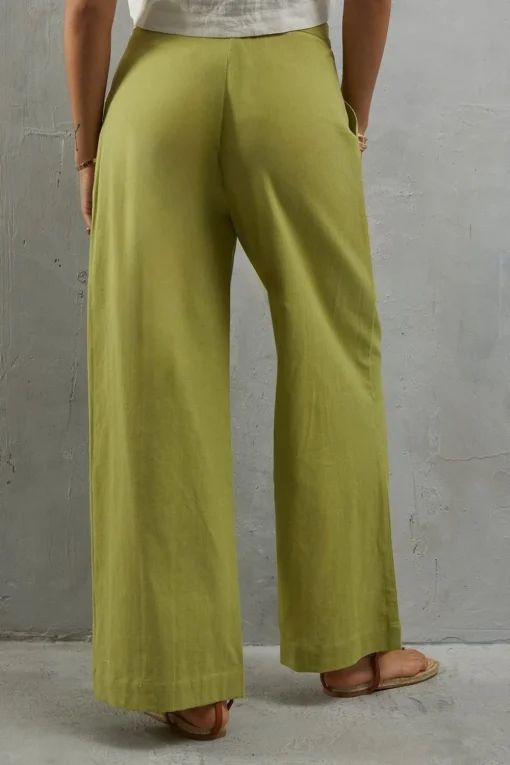 Wide Leg Crop Linen Trouser
