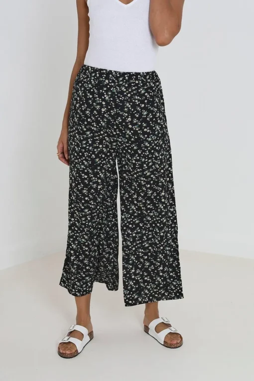 Wide Leg Elasticated Waist Floral Trousers