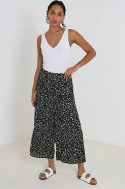 Wide Leg Elasticated Waist Floral Trousers