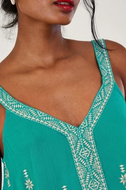 Wide Strap Embroidered V-Neck Cami