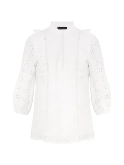Willa Broderie Blouse-Textured