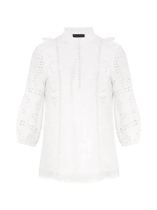 Willa Broderie Blouse-Textured