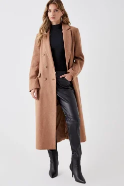 Wool Double Breasted Longline Coat