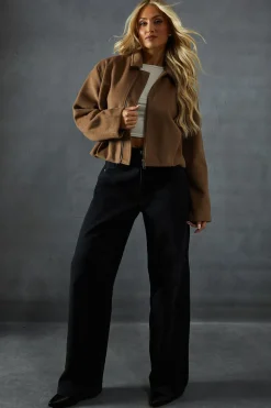 Wool Look Boxy Drop Shoulder Jacket