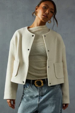 Wool Look Textured Jacket