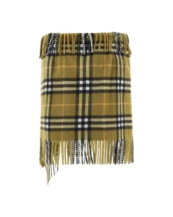 Wool Mini Skirt with Leather Strap and Archivio Check Pattern