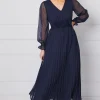 Woven Corsage Detail Pleated Midaxi Dress