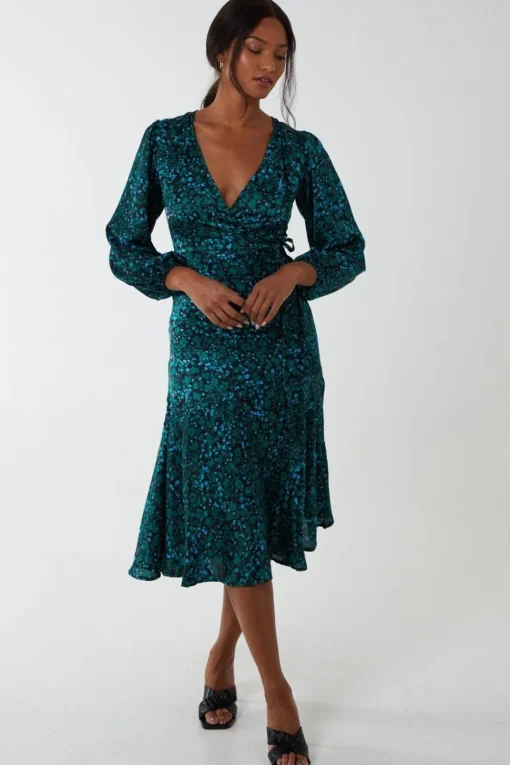 Wrap Front Midi Dress