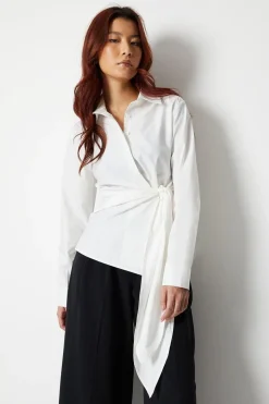 Wrap Over Tie Front Shirt