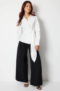 Wrap Over Tie Front Shirt