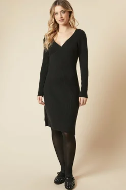 Wrap Ribbed Knitted Midi Dress