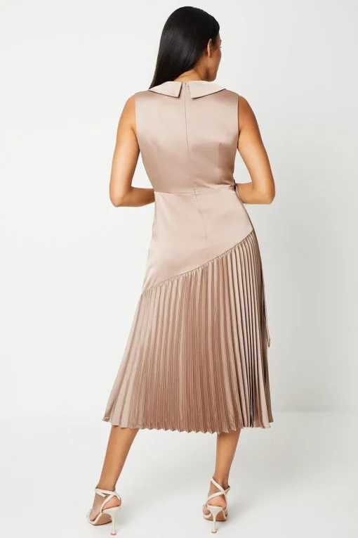 Wrap Skirt With Pleated Panel Midi Dress