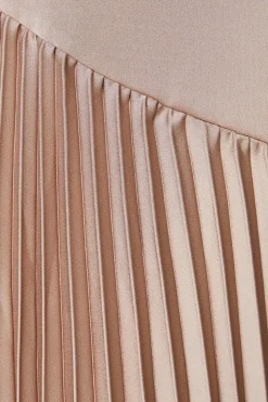 Wrap Skirt With Pleated Panel Midi Dress