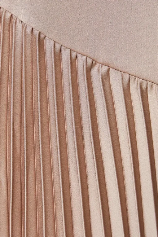 Wrap Skirt With Pleated Panel Midi Dress