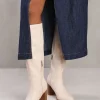 'Alpha' Block Heel Knee High Boots With Stitch Detail