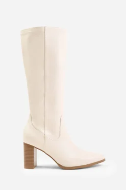 'Alpha' Block Heel Knee High Boots With Stitch Detail