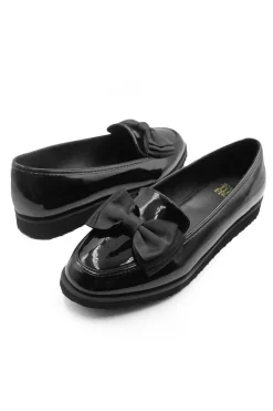 'Alpha' Wide Fit Slip On Loafer Slider With Bow Detail