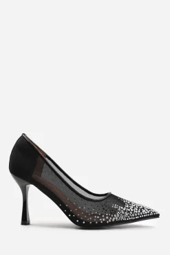 'Aralyn' Wide Fit Court Shoe With Diamante Detailing