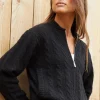 'Ash' Zip-Up Cable Knit Bomber Jacket