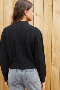 'Ash' Zip-Up Cable Knit Bomber Jacket