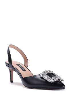 'Avery' Black Sling Back Court Shoe