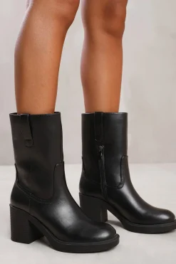 'Beau' Mid Calf Boot With Side Zip