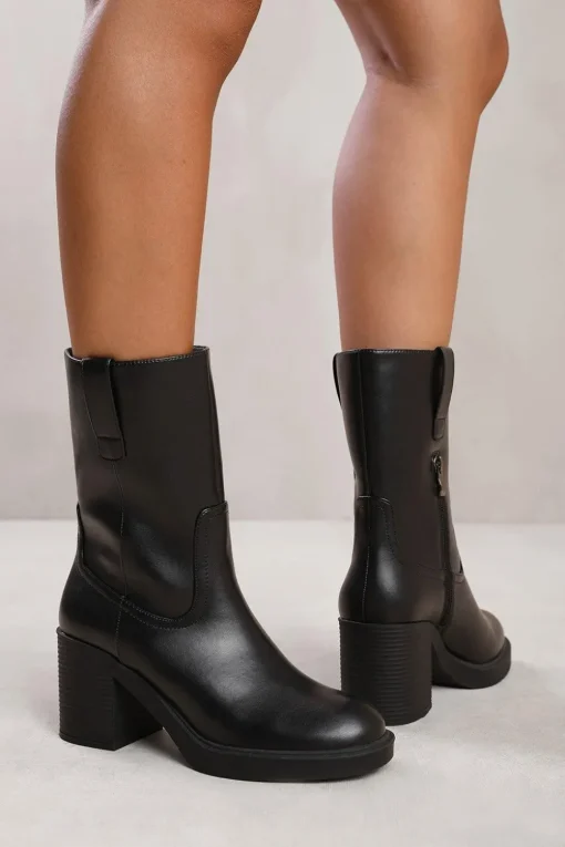 'Beau' Mid Calf Boot With Side Zip
