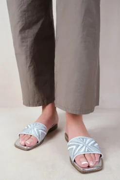 'Blossom' Flat Sandals With Sparkly Textured Single Band