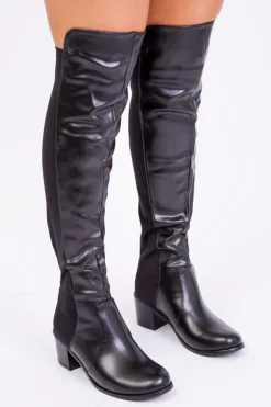 'Britta' Thigh High Mid Heeled Boots