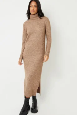 'Cappucino' Roll Neck Knitted  Maxi Dress
