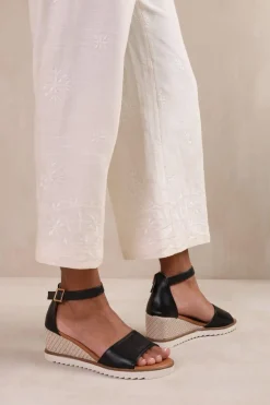 'Dusk' Extra Wide Fit Wedge Shoes With Buckle Ankle Strap