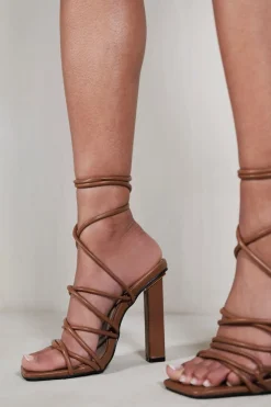 'Emilia' High Heels With A Tie Leg And Cross Over Strap Detail