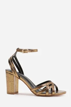 'Erin' Wide Fit Mid Block Heel With Cross Over Strap Detailing
