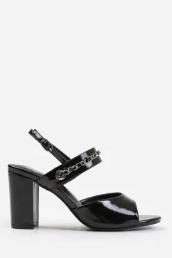 'Esmer' Mid Block Heels With Chain Detailing