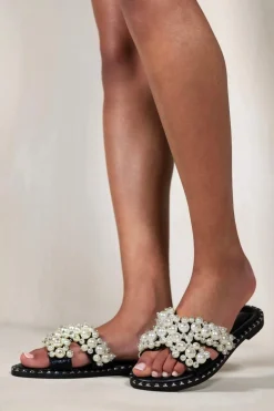'Eve' Pearl Flat Slider Sandals