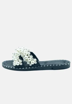 'Eve' Pearl Flat Slider Sandals
