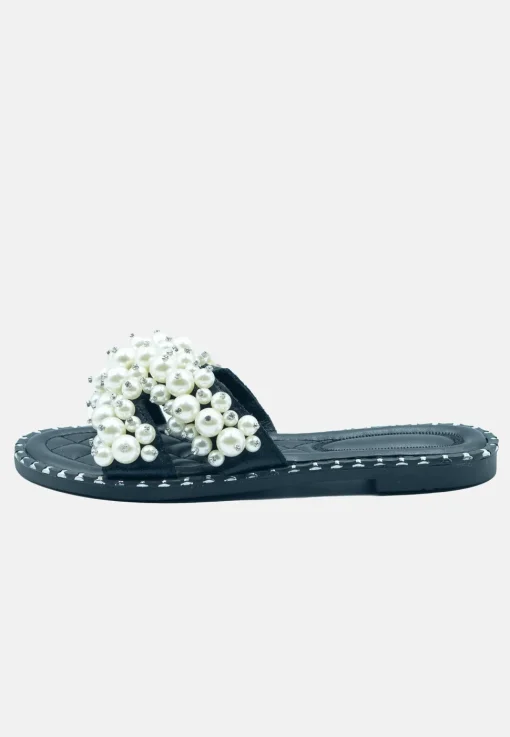 'Eve' Pearl Flat Slider Sandals