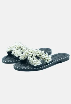 'Eve' Pearl Flat Slider Sandals