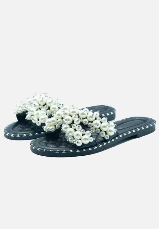 'Eve' Pearl Flat Slider Sandals