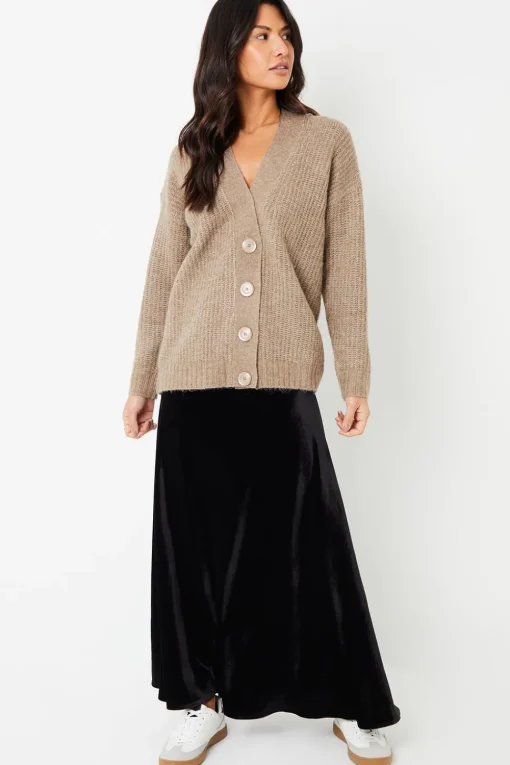'Fauna' Velvet Flared Pull On Maxi Skirt