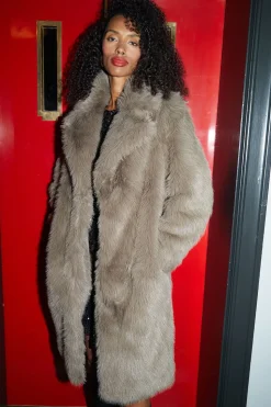 'Grizzly' Longline Faux Fur Coat