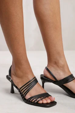'Hailey' Square Toe Low Block Slingback Heel With Multi Strap Detail