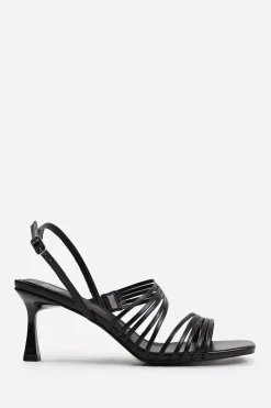 'Hailey' Square Toe Low Block Slingback Heel With Multi Strap Detail