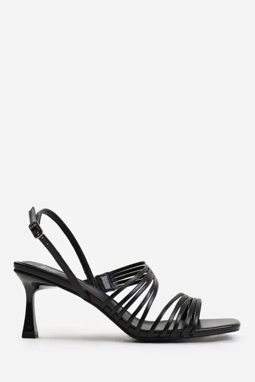 'Hailey' Square Toe Low Block Slingback Heel With Multi Strap Detail