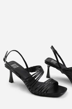 'Hailey' Square Toe Low Block Slingback Heel With Multi Strap Detail