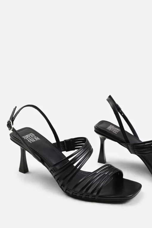 'Hailey' Square Toe Low Block Slingback Heel With Multi Strap Detail