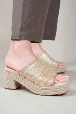 'Horizon' Open Toe Flat Sandal With Diamante Detail & Single Broad Strap