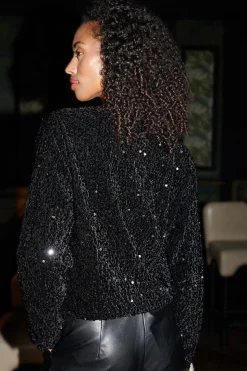 'Igloo' Sequin Zip Up Bomber Jacket