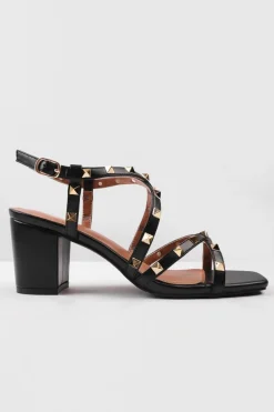 'Intense' Strappy Block Heel Sandals With Stud Detail