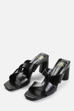 'Kenya' Twist Over Strap Block Heel Mules